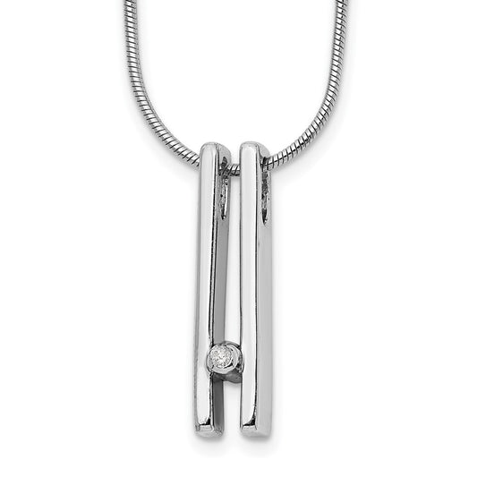 DSS Sterling Silver Rhodium-plated 18 Inch Diamond Necklace with 2 Inch Extender