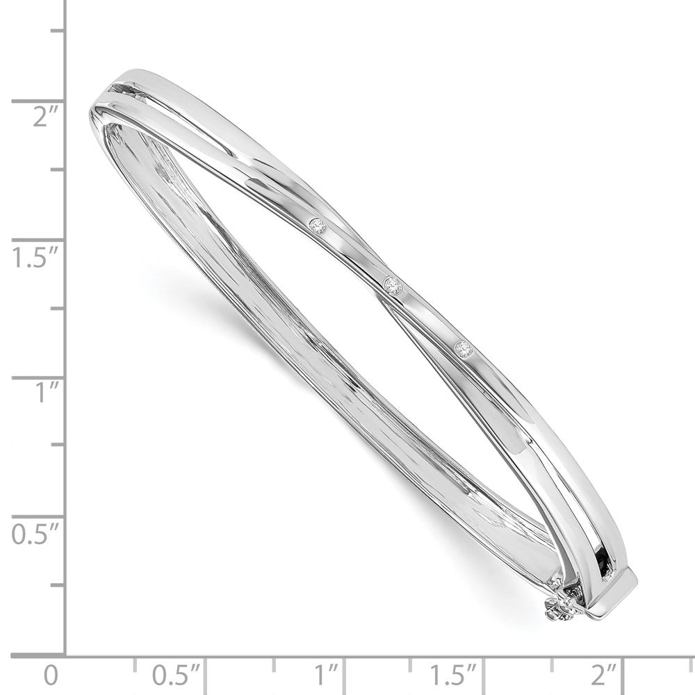 DSS Sterling Silver Rhodium-plated Diamond Crossover  Bangle Bracelet