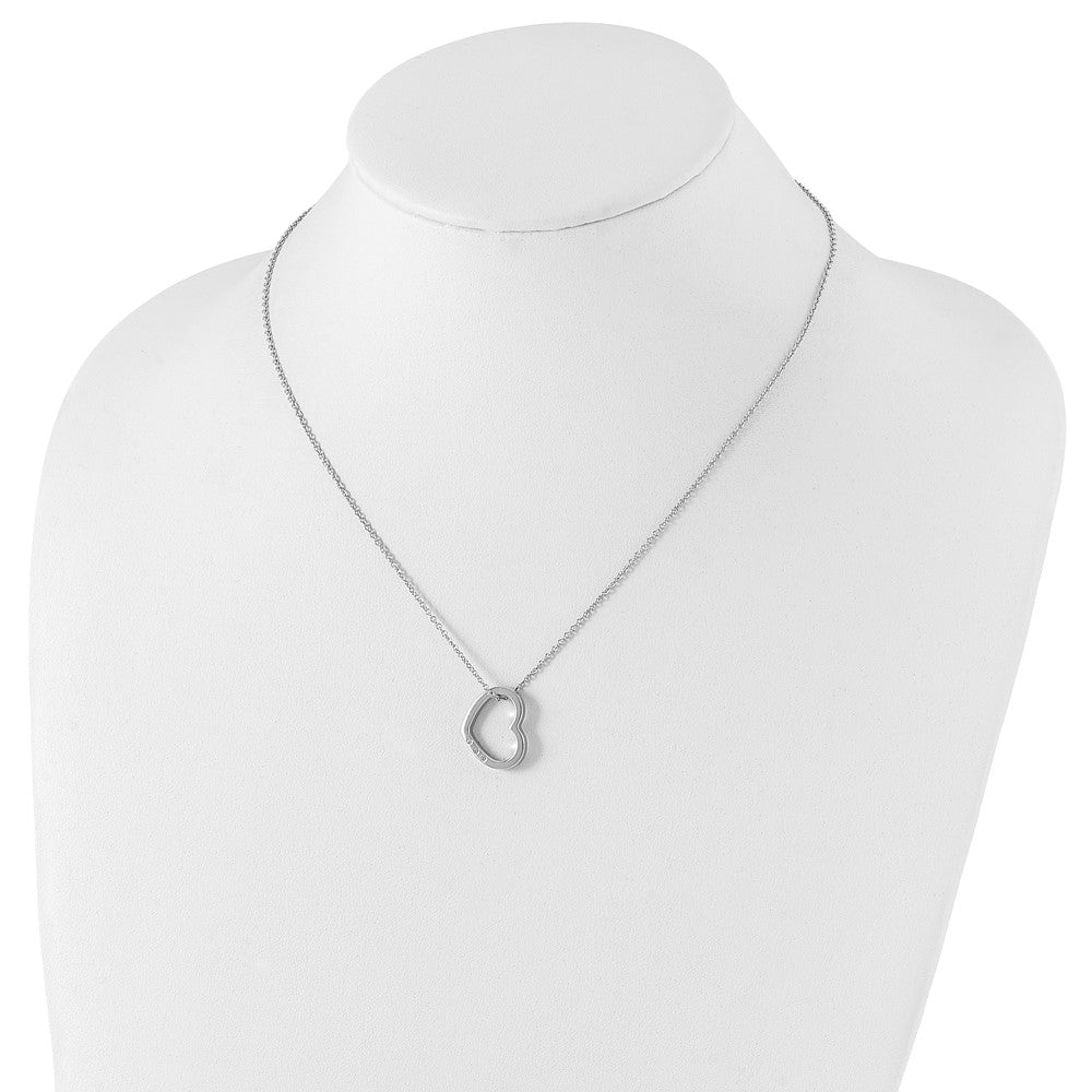 DSS Sterling Silver Rhodium-plated 18 Inch Diamond Open Heart Necklace with 2 Inch Extender