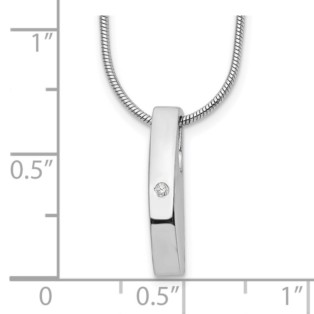 DSS Sterling Silver Rhodium-plated 18 Inch Diamond Necklace with 2 Inch Extender