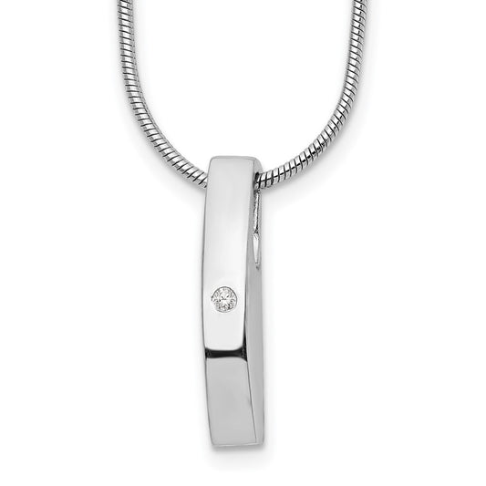 DSS Sterling Silver Rhodium-plated 18 Inch Diamond Necklace with 2 Inch Extender
