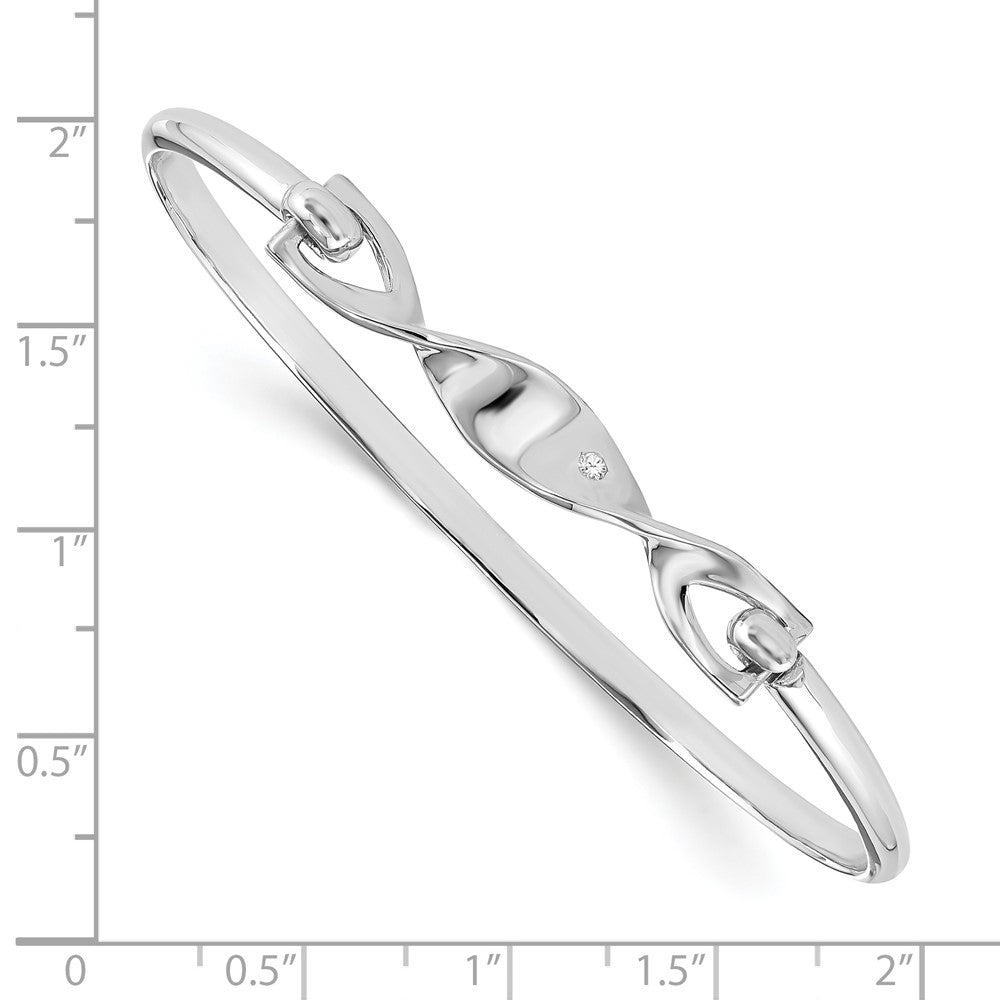 DSS Sterling Silver Rhodium-plated Diamond Twist Bangle Bracelet