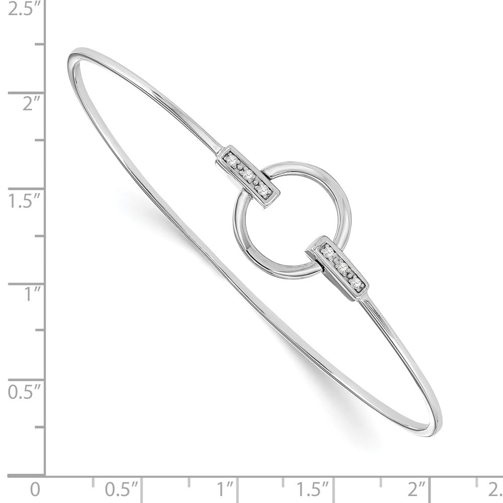 DSS Sterling Silver Rhodium-plated Diamond Bangle