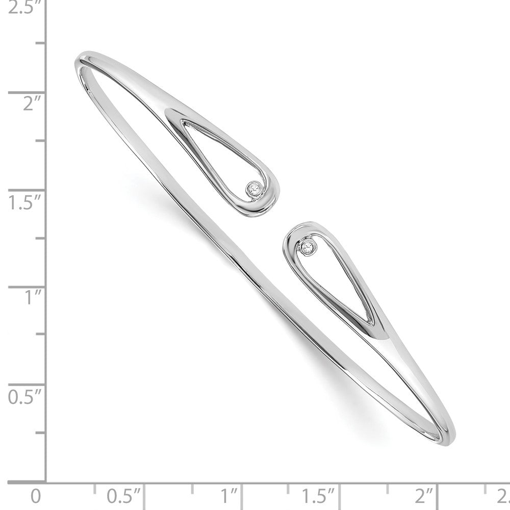 DSS Sterling Silver Rhodium-plated Diamond Bangle