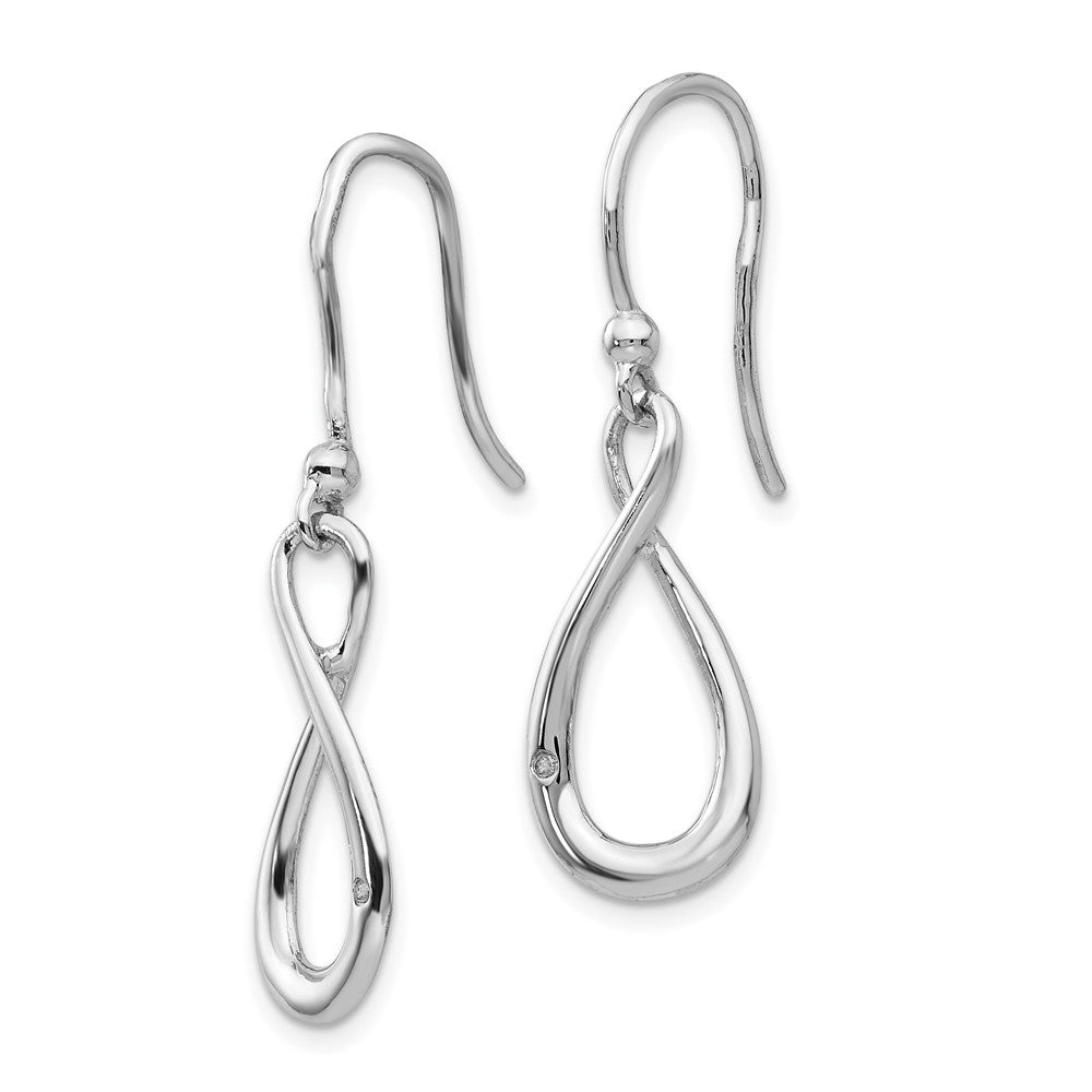 DSS Sterling Silver Rhodium-plated Diamond Shepherd Hook Dangle Earrings