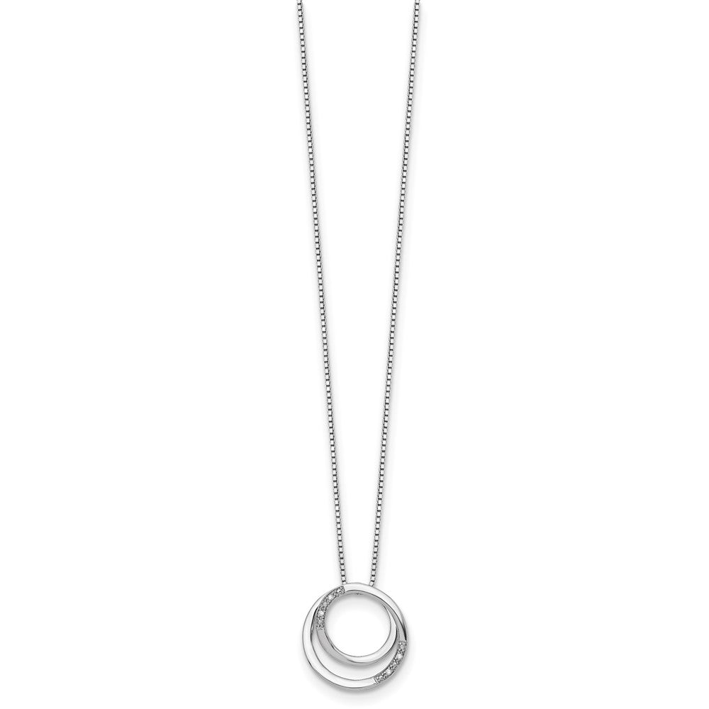 DSS Sterling Silver Rhodium-plated 18 Inch Diamond Necklace with 2 Inch Extender