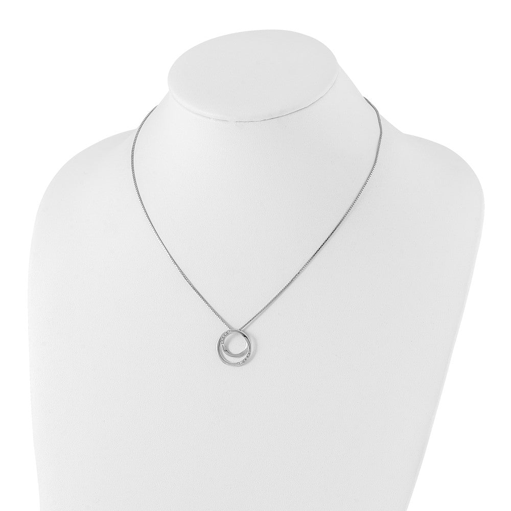DSS Sterling Silver Rhodium-plated 18 Inch Diamond Necklace with 2 Inch Extender
