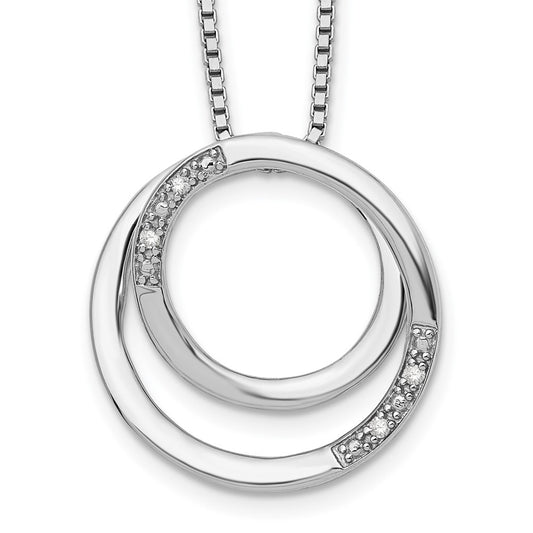 DSS Sterling Silver Rhodium-plated 18 Inch Diamond Necklace with 2 Inch Extender