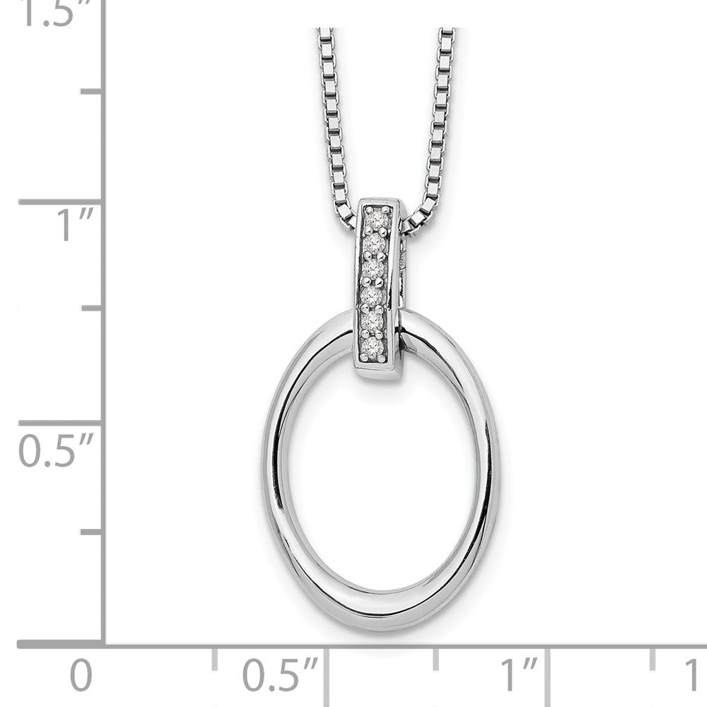DSS Sterling Silver Rhodium-plated 18 Inch Diamond Open Oval Necklace with 2 Inch Extender