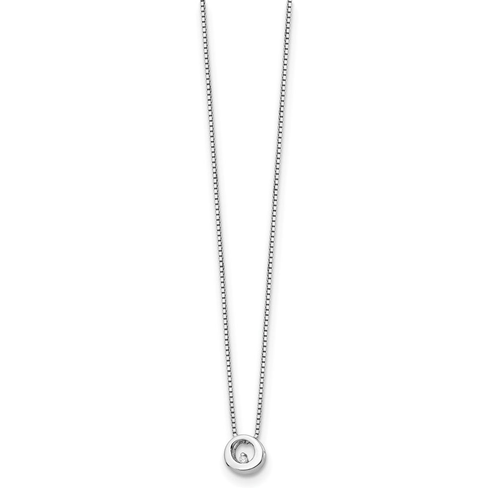 DSS Sterling Silver Rhodium-plated 18 Inch Diamond Open Circle Necklace with 2 Inch Extender