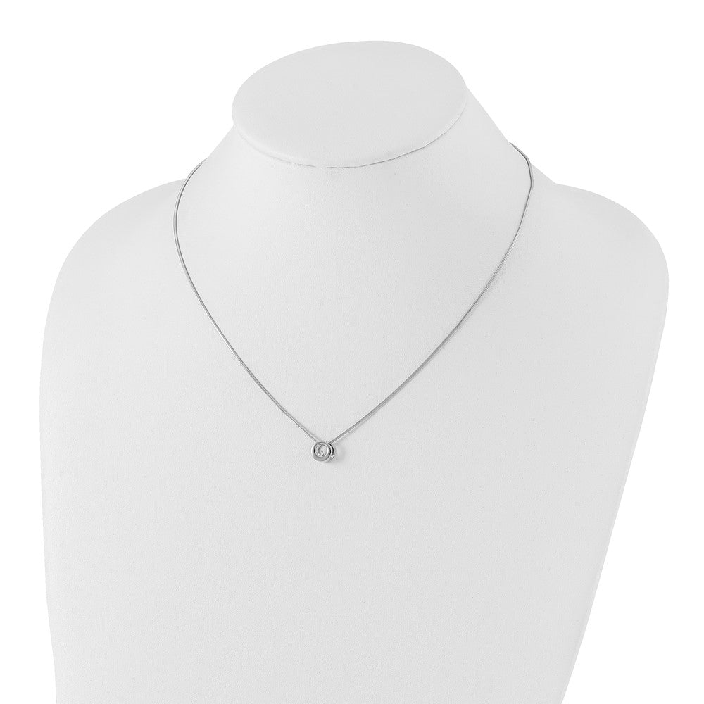 DSS Sterling Silver Rhodium-plated 18 Inch Diamond Open Circle Necklace with 2 Inch Extender