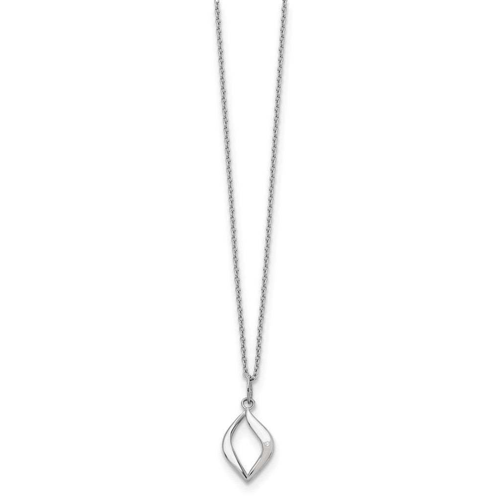 DSS Sterling Silver Rhodium-plated 18 Inch Diamond Necklace with 2 Inch Extender