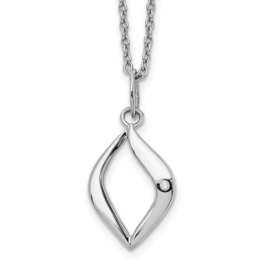 DSS Sterling Silver Rhodium-plated 18 Inch Diamond Necklace with 2 Inch Extender