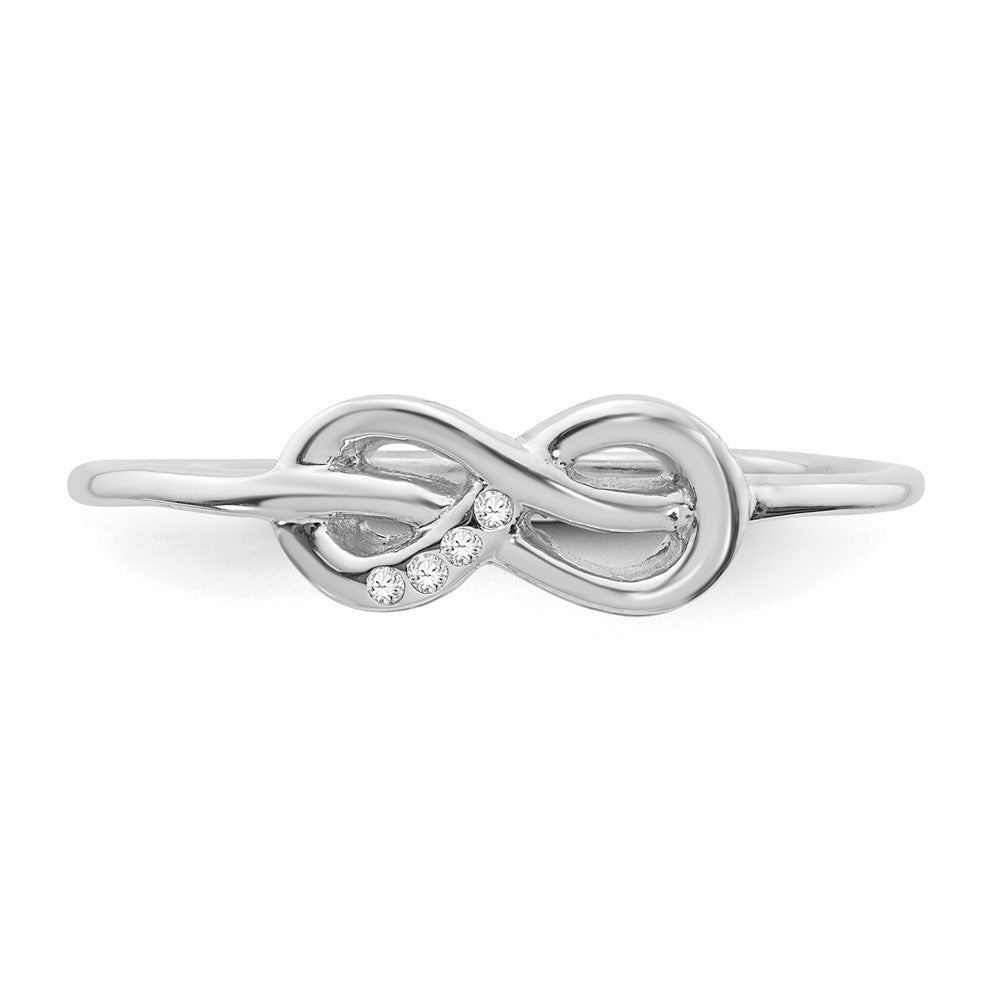 DSS Sterling Silver Rhodium-plated Diamond Infinity Ring