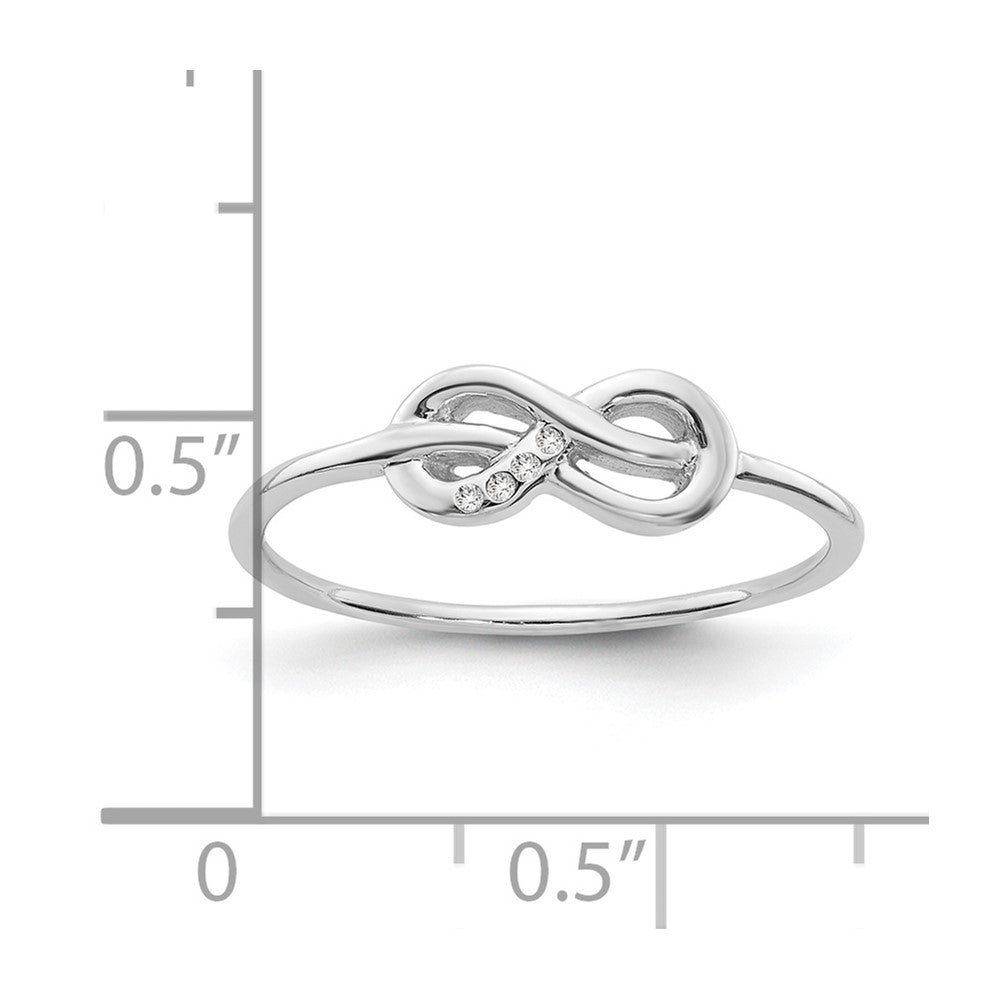 DSS Sterling Silver Rhodium-plated Diamond Infinity Ring