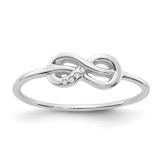 DSS Sterling Silver Rhodium-plated Diamond Infinity Ring