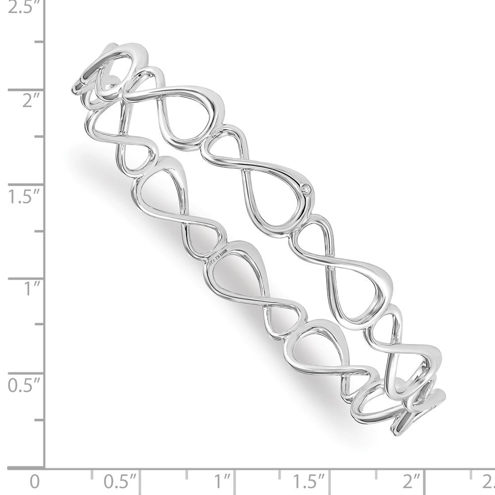 DSS Sterling Silver Rhodium-plated Diamond Infinity Symbol Bangle