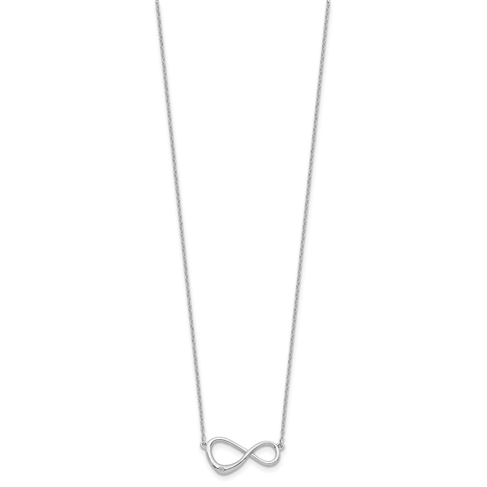 DSS Sterling Silver Rhodium-plated 16 Inch Diamond Infinity Symbol Necklace
