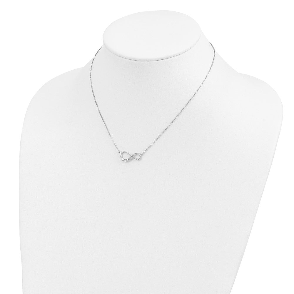 DSS Sterling Silver Rhodium-plated 16 Inch Diamond Infinity Symbol Necklace