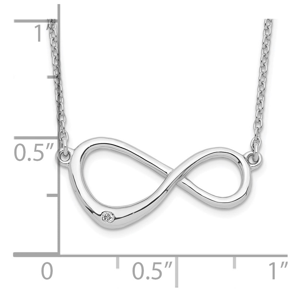 DSS Sterling Silver Rhodium-plated 16 Inch Diamond Infinity Symbol Necklace