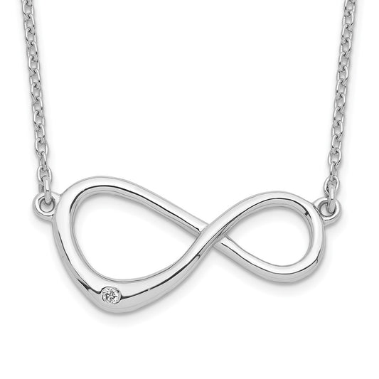 DSS Sterling Silver Rhodium-plated 16 Inch Diamond Infinity Symbol Necklace