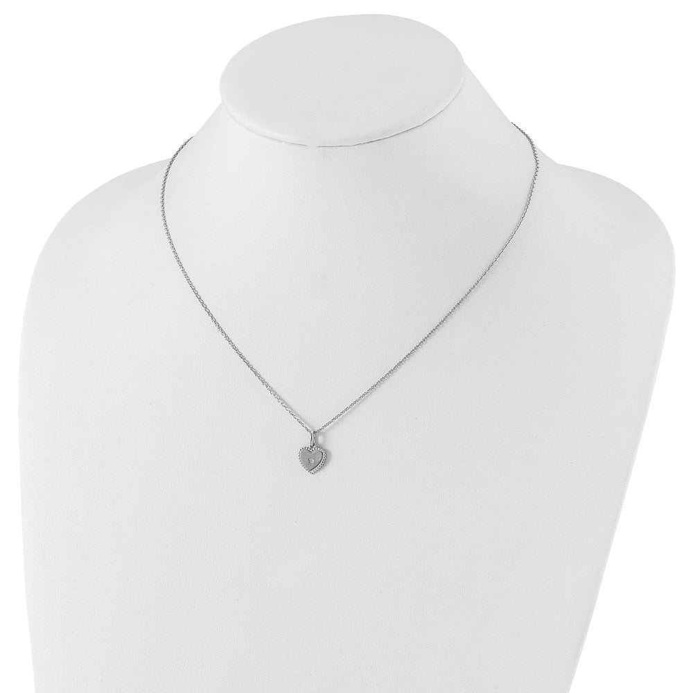 DSS Sterling Silver Rhodium-plated 18 Inch Diamond Heart Necklace with 2 Inch Extender