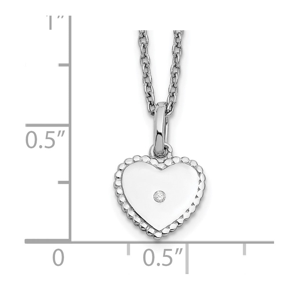 DSS Sterling Silver Rhodium-plated 18 Inch Diamond Heart Necklace with 2 Inch Extender