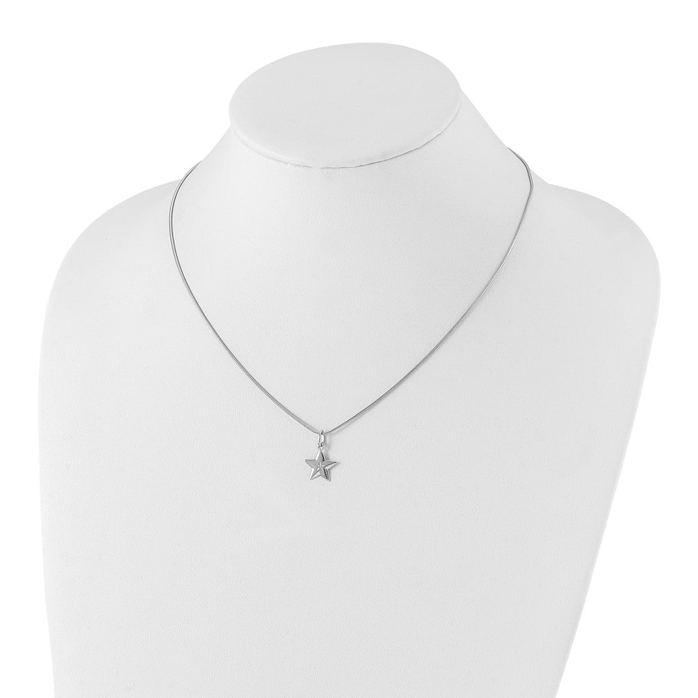DSS Sterling Silver Rhodium-plated 18 Inch Diamond Star Necklace with 2 Inch Extender
