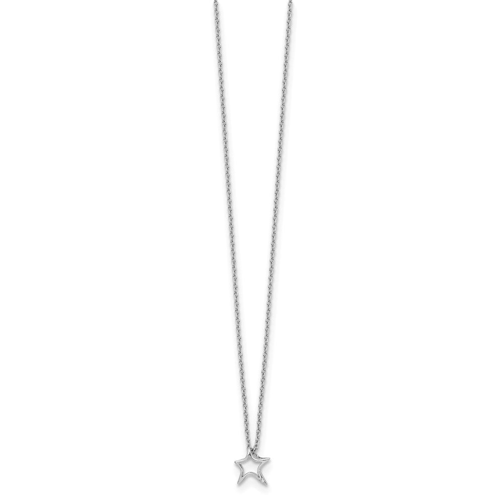 DSS Sterling Silver Rhodium-plated 18 Inch Diamond Star Necklace with 2 Inch Extender