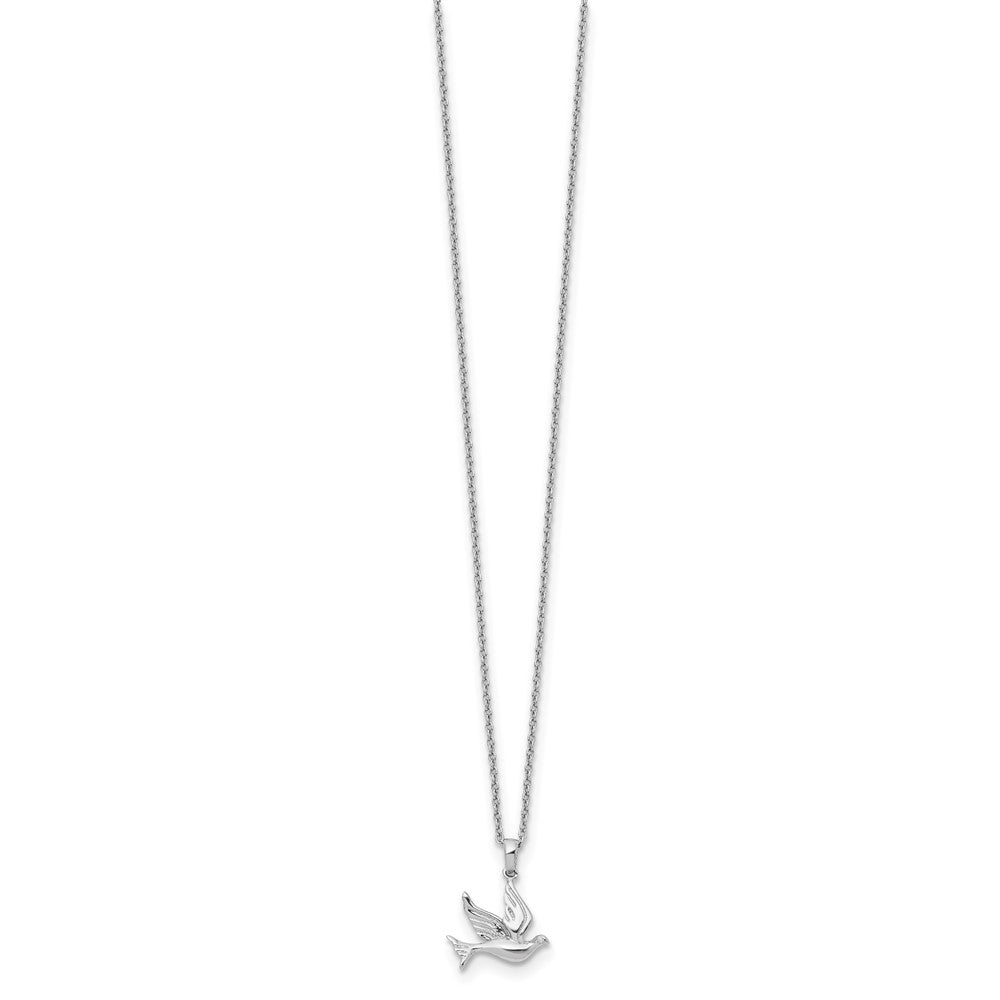 DSS Sterling Silver Rhodium-plated 18 Inch Diamond Dove Necklace with 2 Inch Extender