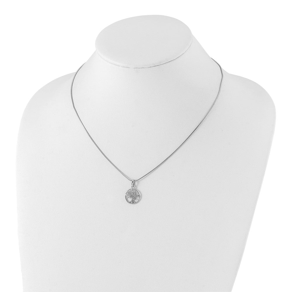 DSS Sterling Silver Rhodium-plated 18 Inch Diamond Tree Necklace with 2 Inch Extender