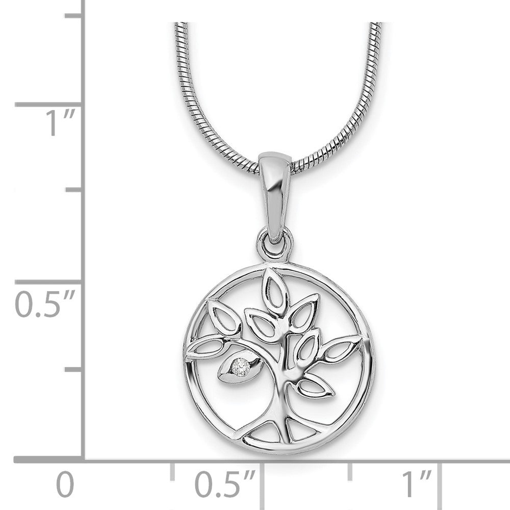 DSS Sterling Silver Rhodium-plated 18 Inch Diamond Tree Necklace with 2 Inch Extender