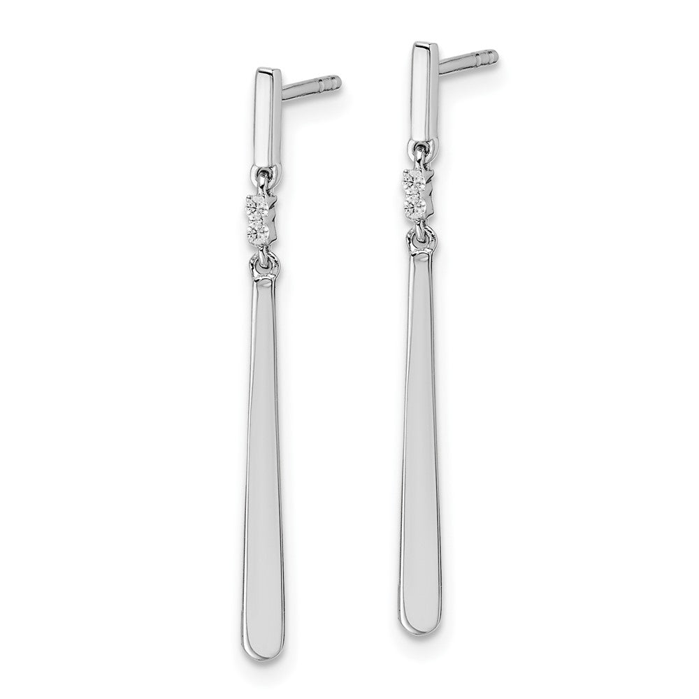 DSS Sterling Silver Rhodium-plated Diamond Post Dangle Earrings