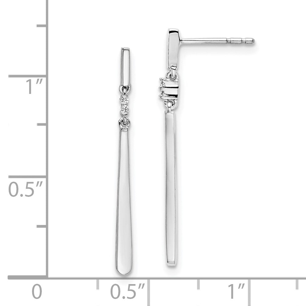 DSS Sterling Silver Rhodium-plated Diamond Post Dangle Earrings