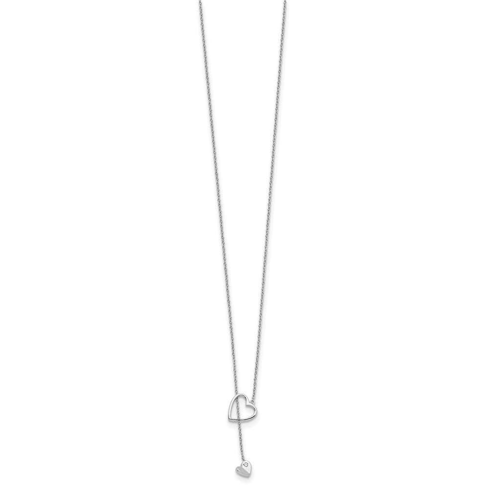 DSS Sterling Silver Rhodium-plated 18 Inch Diamond Heart Necklace