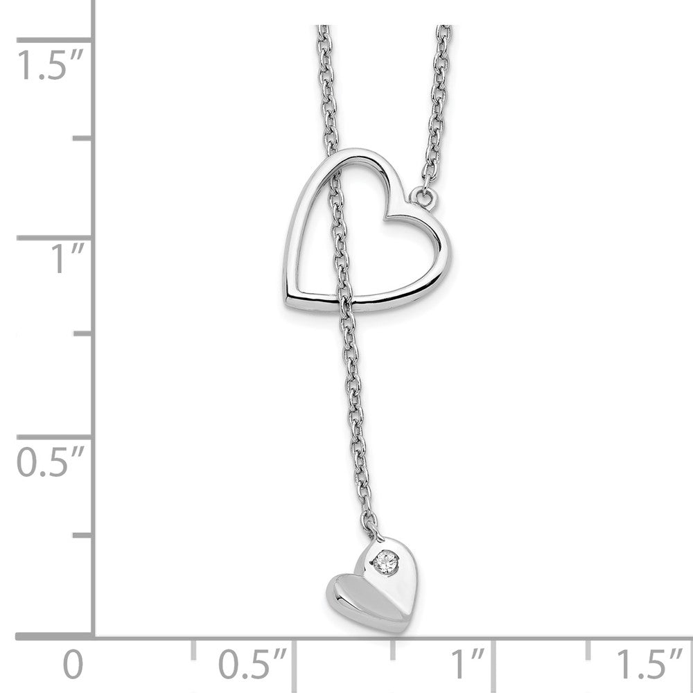 DSS Sterling Silver Rhodium-plated 18 Inch Diamond Heart Necklace