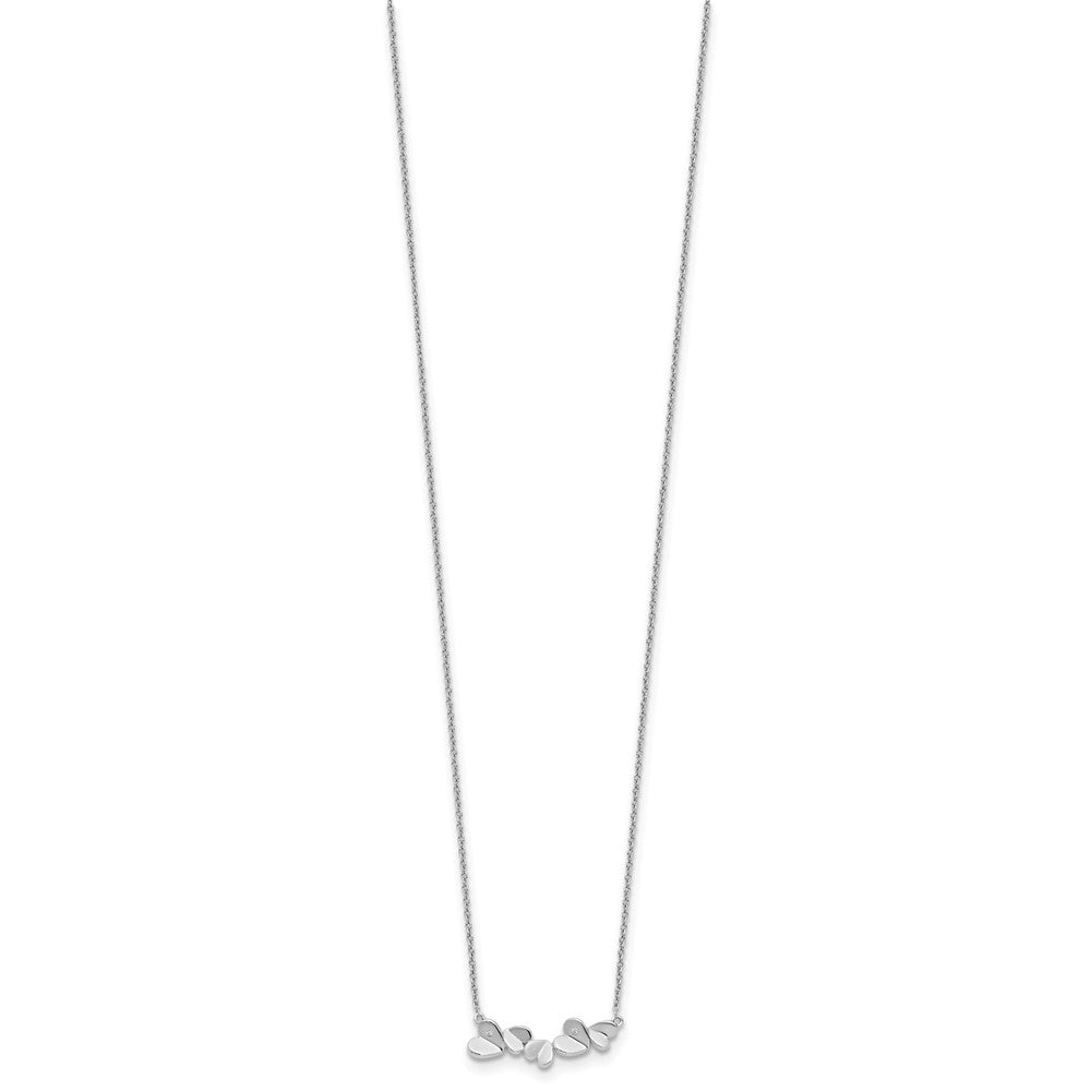 DSS Sterling Silver Rhodium-plated 18 Inch Diamond Heart Bar Necklace