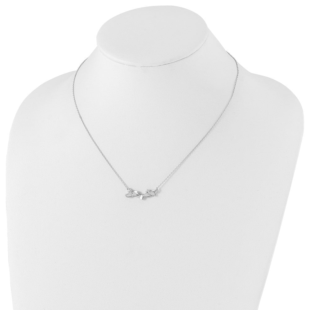 DSS Sterling Silver Rhodium-plated 18 Inch Diamond Heart Bar Necklace
