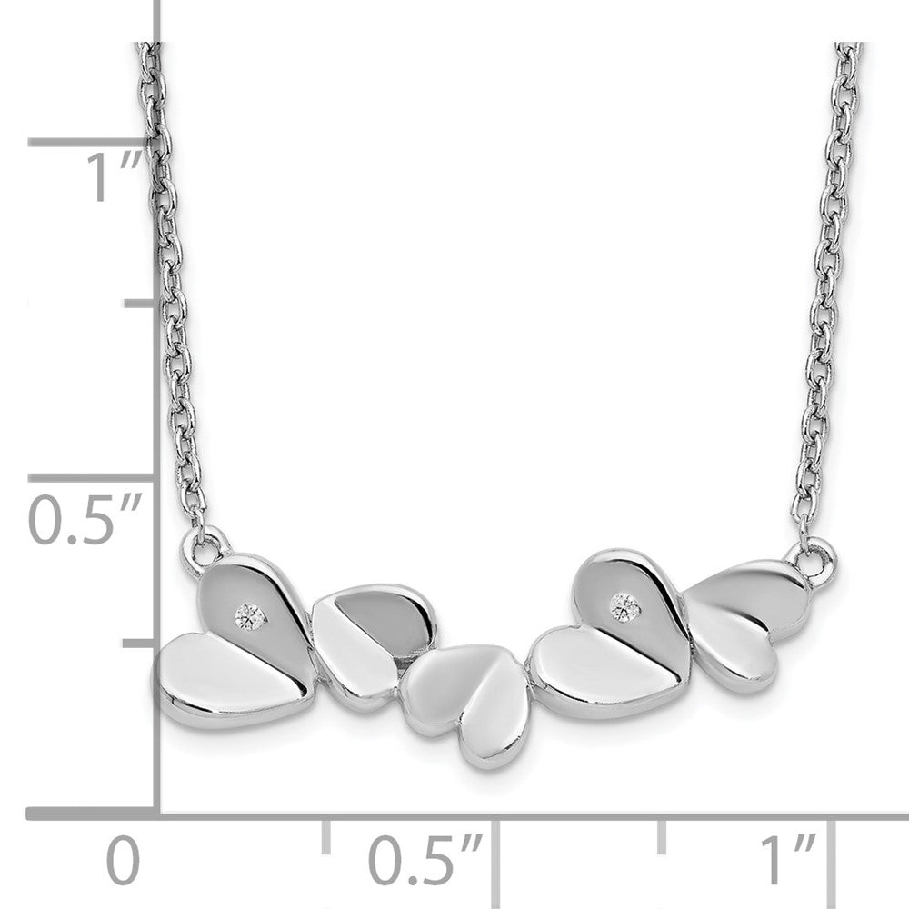DSS Sterling Silver Rhodium-plated 18 Inch Diamond Heart Bar Necklace