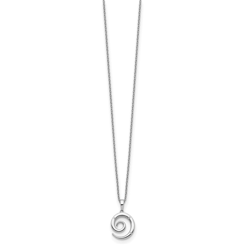 DSS Sterling Silver Rhodium-plated 18 Inch Diamond Swirl Necklace with 2 Inch Extender