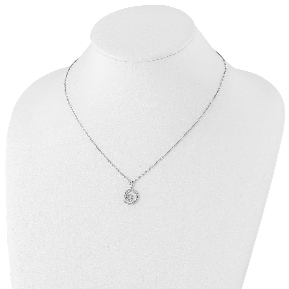 DSS Sterling Silver Rhodium-plated 18 Inch Diamond Swirl Necklace with 2 Inch Extender