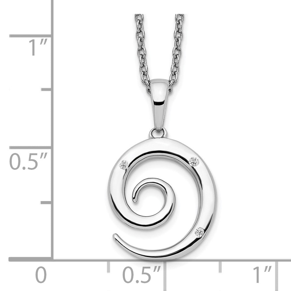 DSS Sterling Silver Rhodium-plated 18 Inch Diamond Swirl Necklace with 2 Inch Extender