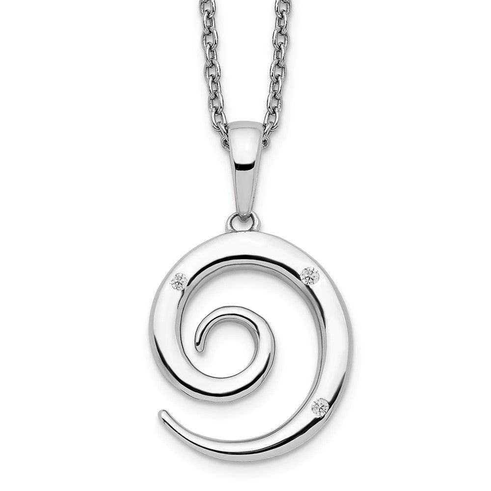 DSS Sterling Silver Rhodium-plated 18 Inch Diamond Swirl Necklace with 2 Inch Extender