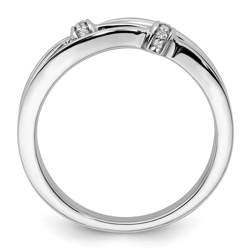 DSS Sterling Silver Rhodium-plated Diamond Criss Cross Ring