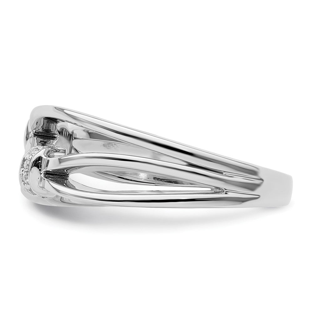 DSS Sterling Silver Rhodium-plated Diamond Criss Cross Ring
