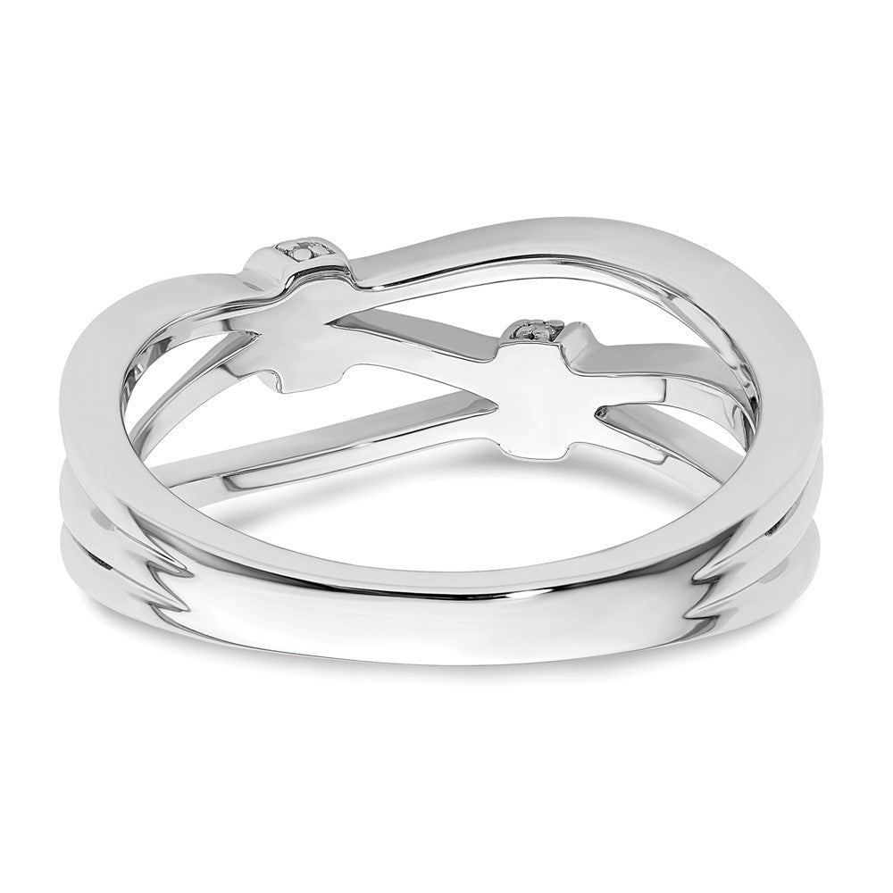 DSS Sterling Silver Rhodium-plated Diamond Criss Cross Ring