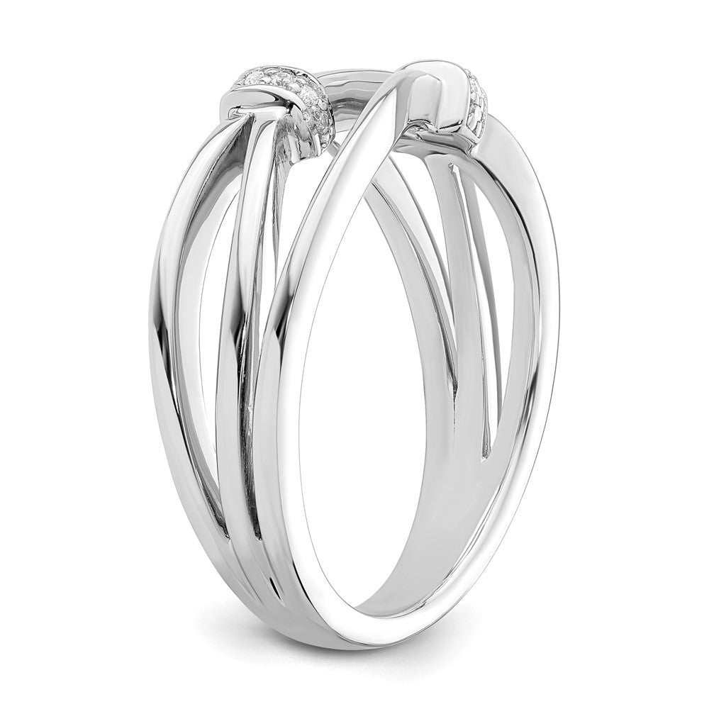 DSS Sterling Silver Rhodium-plated Diamond Criss Cross Ring