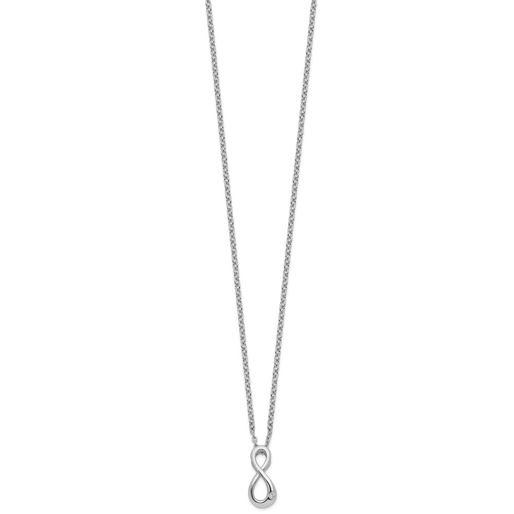 DSS Sterling Silver Rhodium-plated 18 Inch Diamond Infinity Symbol Necklace with 2 Inch Extender