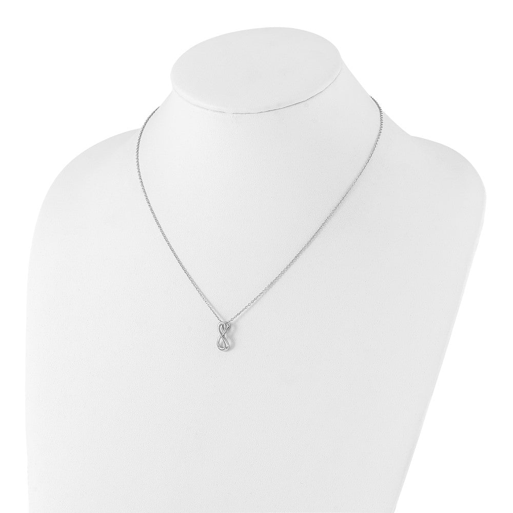 DSS Sterling Silver Rhodium-plated 18 Inch Diamond Infinity Symbol Necklace with 2 Inch Extender