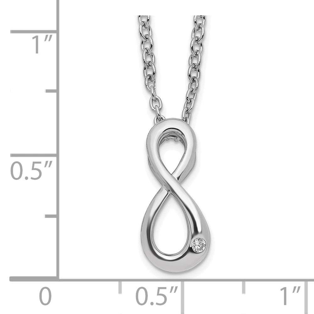 DSS Sterling Silver Rhodium-plated 18 Inch Diamond Infinity Symbol Necklace with 2 Inch Extender